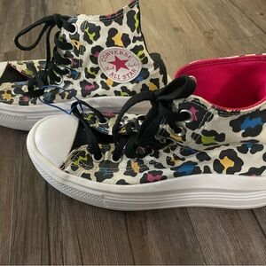 Converse Chuck Taylor All Star Girls Platform Shoes Leopard Print High Top 5.5